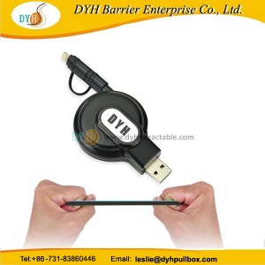 Portable USB Charger Retractable Data Cable Charges