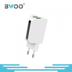 BWOO Dual USB Port Wall Charger Adapter with Safe and Fashionable Package, in EU Standard, Output 5V 2.1A