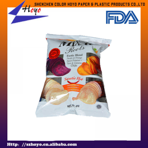 Custom printed back seal food grade packaging bag chips packing