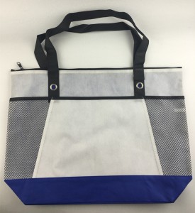 PP Non woven tote bags deep blue & white & gray color shopping bags