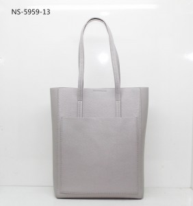 Grey simple leather tote bag