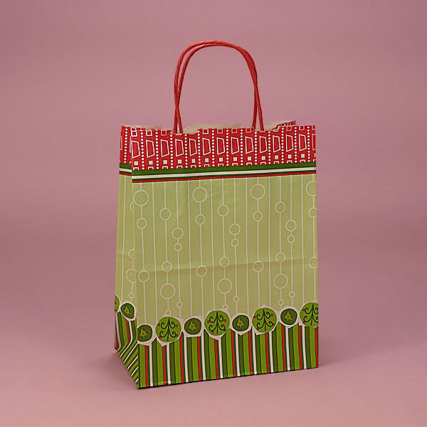Various color pattern kraft paper bags with handle