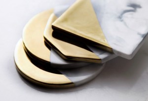 Guangdong Creative pink gold marbled ceramic coaster gold-plated coaster insulation coaster