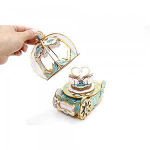 Exquisite DIY Pumpkin Coach 3D Custom Made Wooden Musical Box Puzzle For Lovers