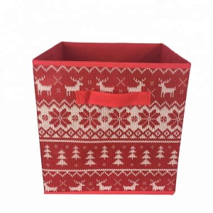 OEM Custom Logo Foldable Non Woven Red Christmas Storage Boxes for sale