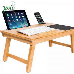 Multi-purpose Bamboo Laptop Desk With Phone,Tablet Holder