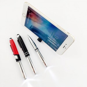 led stylus promotion metal ball pen with phone stand bracket MB0865