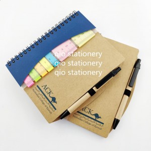 kraft eco friendly sticky notepad and A5 size spiral notebook with memo sticky notes and paper ball pen kraft eco friendly sticky notepad and A5 size spiral notebook with memo sticky notes and paper ball pen