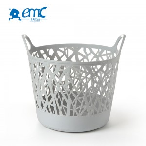 Folding custom 32L woven plastic laundry storage basket Folding custom 32L woven plastic laundry storage basket