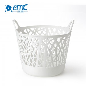 Folding custom 32L woven plastic laundry storage basket Folding custom 32L woven plastic laundry storage basket