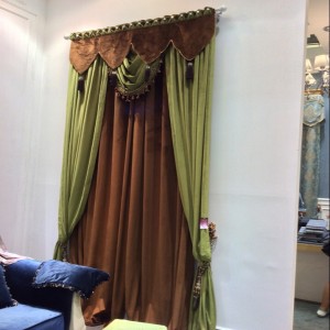 Home collection plain color velvet curtain and valance for Dubai curtains