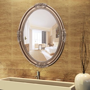 PU European Antique Design Gold Wall Mirror Decorative Gold Oval Wall Mirror