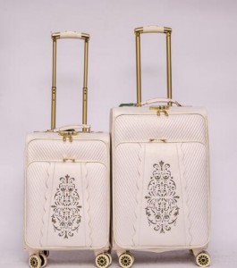 Wholesale China leather luggage soft luggage trolly 2 piece suitcase sets