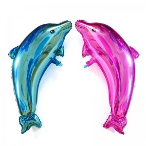 Wholesale Kids Toys Birthday Decoration 80cm Pink and Blue dolphin foil balloon Party