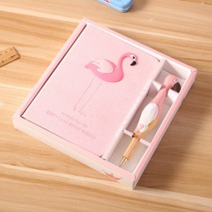 Wholesale Best Selling-Items Cartoon Flamingo Creative Notebook with Ball Pen Kids Cute Stationery Set