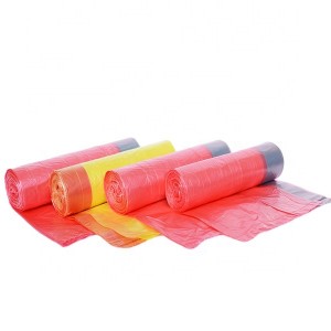 Custom HDPE and LDPE Colored Plastic Trash Bag Blue Drawstring Bag for Waste, Garbage