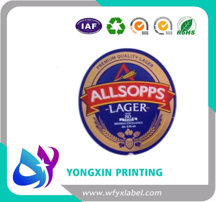 High glossy metallized beer bottle labels