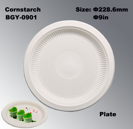 100% Degradation Compostable Cornstarch Eco-Friendly Disposable Tableware Plate Dishes