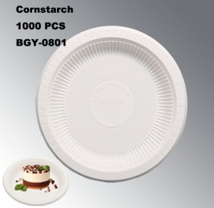 New Cornstarch Material Eco-Friendly China Made 8 Inches Disposable Plate Dishes