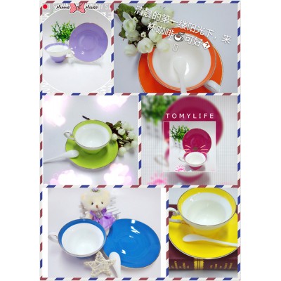 Thin bone china mug and dish ceramic mug and dish