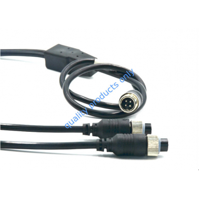 Vehicle Video / Audio M12 4 Pin Rear View Camera Cable OD With 5.0mm