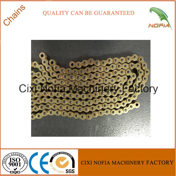 Industrial Gold Colored Copper Plating 428h 520h Transmission Motorcycle Chain