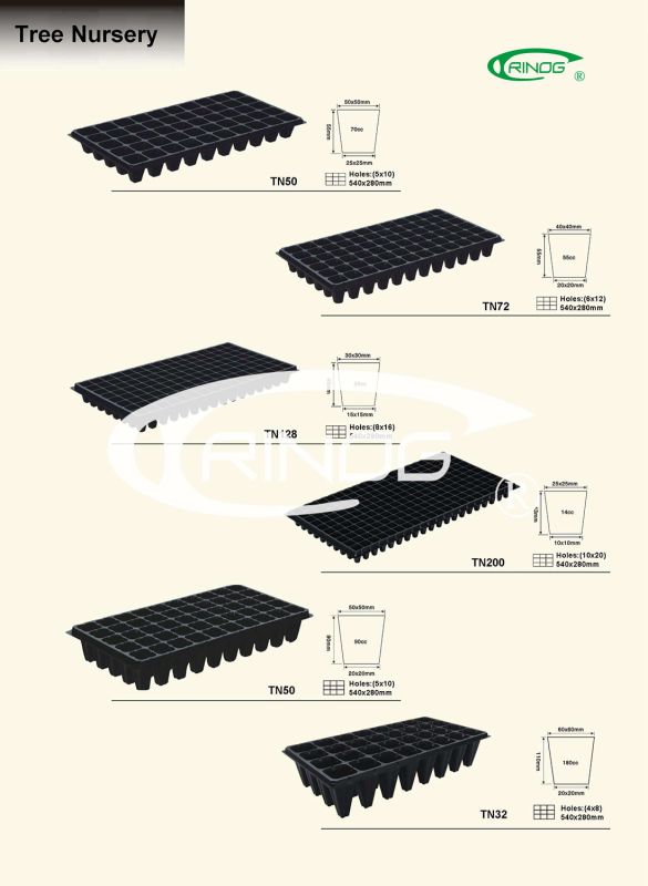 6 cells nursery trays in plastic for growing
