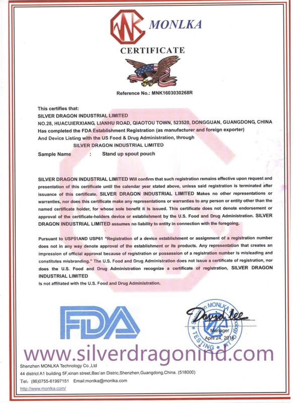 Kinds of Stand-up Pouch Bag for Beverage, Liquid Packaging