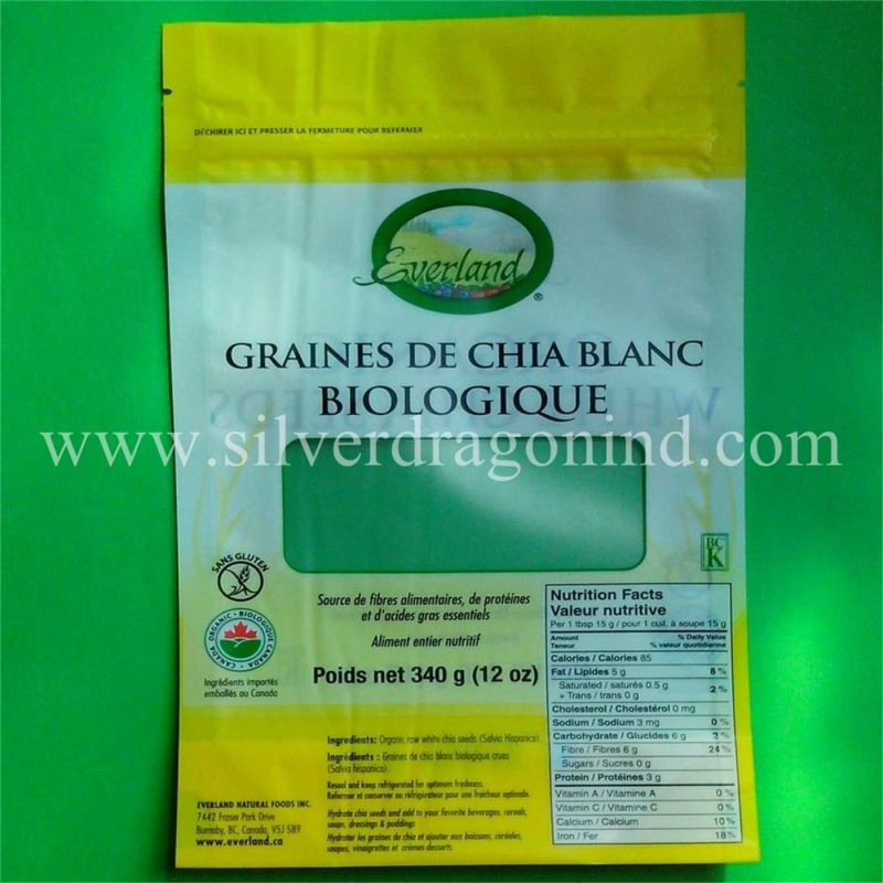 Printed Stand up Food Bag with Zipper and Window