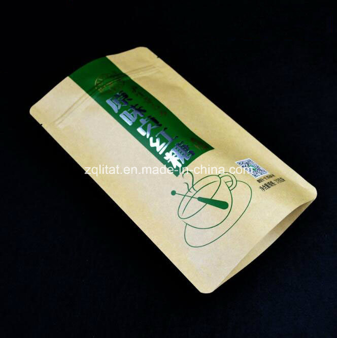 Custom Stand up Kraft Paper Zipper Packaging Bag for Food