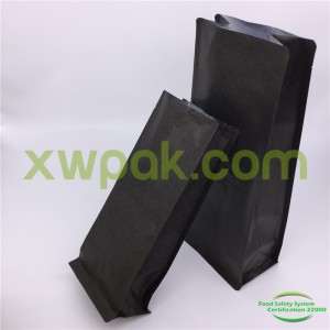 Flat Bottom Matte Black Kraft Paper Coffee Bags with Valve