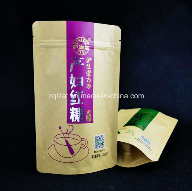 Custom Stand up Kraft Paper Zipper Packaging Bag for Food