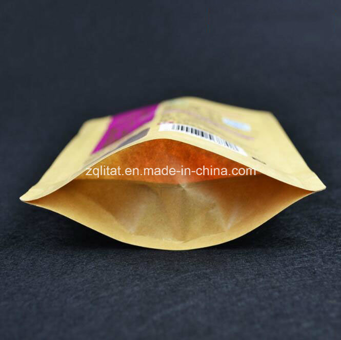 Custom Stand up Kraft Paper Zipper Packaging Bag for Food
