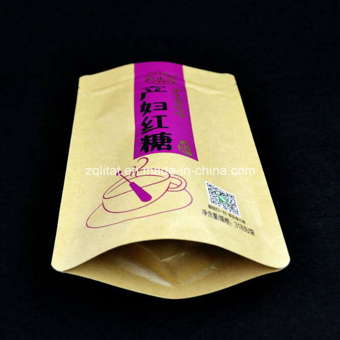 Custom Stand up Kraft Paper Zipper Packaging Bag for Food