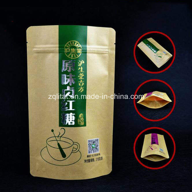 Custom Stand up Kraft Paper Zipper Packaging Bag for Food