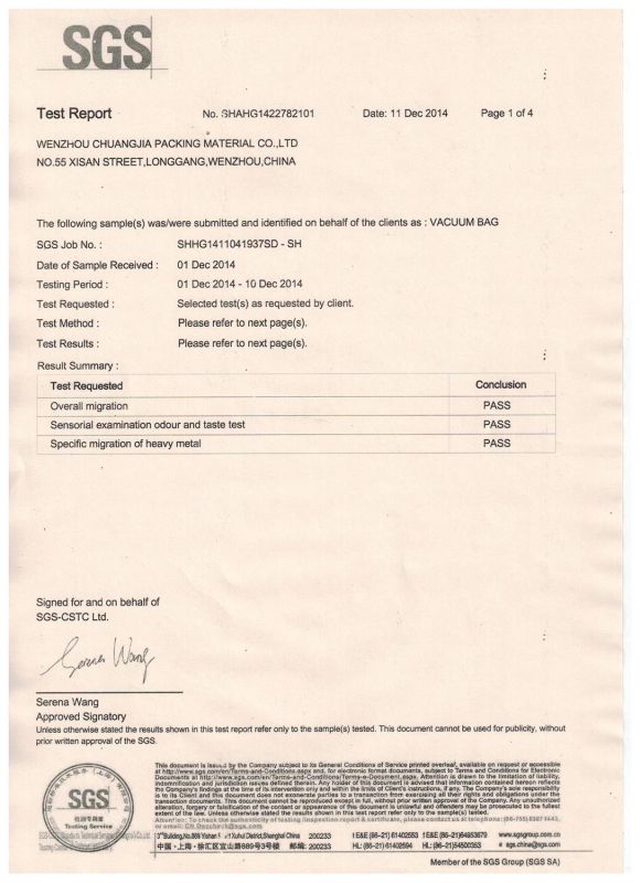 Heat Sealed Plastic Food Packaging Vacuum PE Nylon Bag