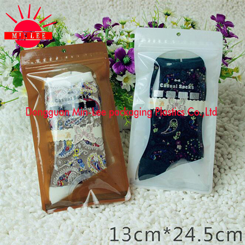 2016 Customized Printed Cloth Socks Ziplock Plastic Resealable Bags for T-Shirt/Underwear/Sock