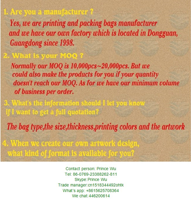 Reliable China Dongguan Manufacturer Factory Food Grade Plastic Packaging Sack Food Grade Poly Bag