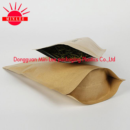 Stand up Pouch with Laser Score Tear Line/Packing Bag with Ziplock for Green Tee