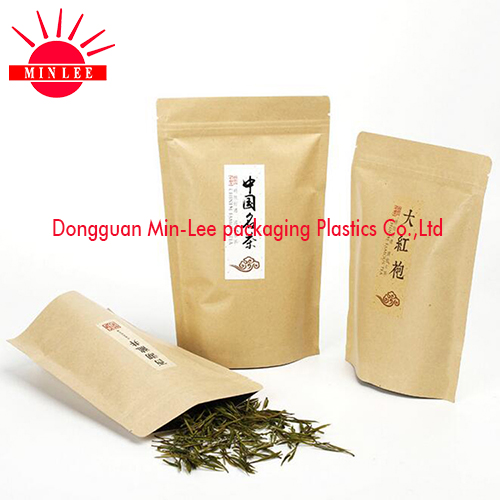 Stand up Pouch with Laser Score Tear Line/Packing Bag with Ziplock for Green Tee