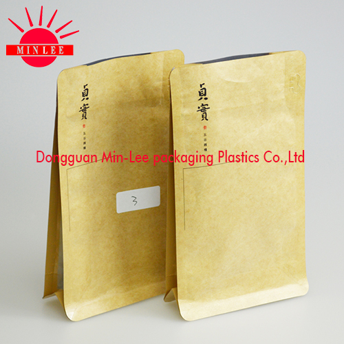 Kraft Flat Bottom Ziplock Bag Aluminium Foil Bag for Coffee/Food Packaging