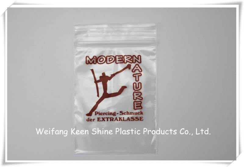 Transparent LDPE Small Zip Lock Plastic Bags for Medical with White Panel and Red Line