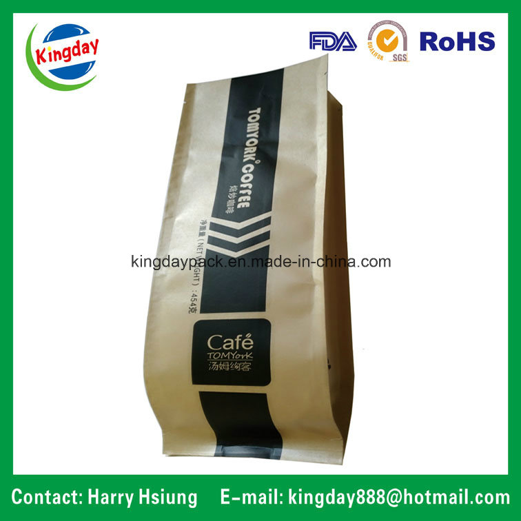 Coffee Bag with Kraft Paper & Flat Bottom & with Ziplock