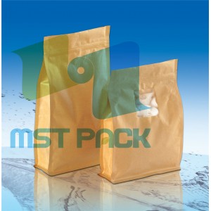 Printed Kraft Paper Flat Bottom Bag for Flour, Bread