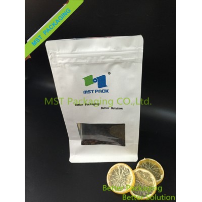 Kraft Paper Box Pouch with Pocket Zipper; Flat Bottom Bag