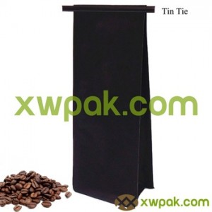 Square Kraft Paper Bag for Coffee with Tin Tie and One Way Valve