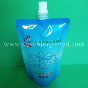 Plastic Doypack with Spout for Juice, Wine, Milk