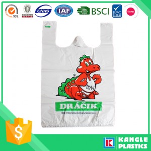 Shopping Used Vest Handle Printed Plastic Check out Bag