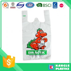 Plastic T-Shirt Shopping Bag with Printing