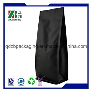 Factory Price Matt Black Coffee Flat Bottom Bags with Valve and No Zipper